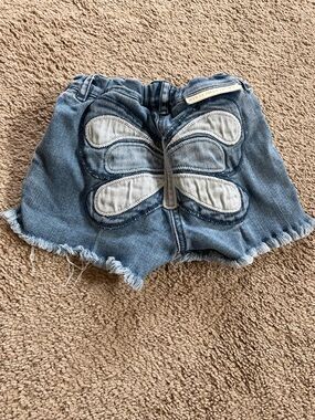 Stella McCartney Denim Butterfly Appliqué Shorts - Light Blue little girl 6years